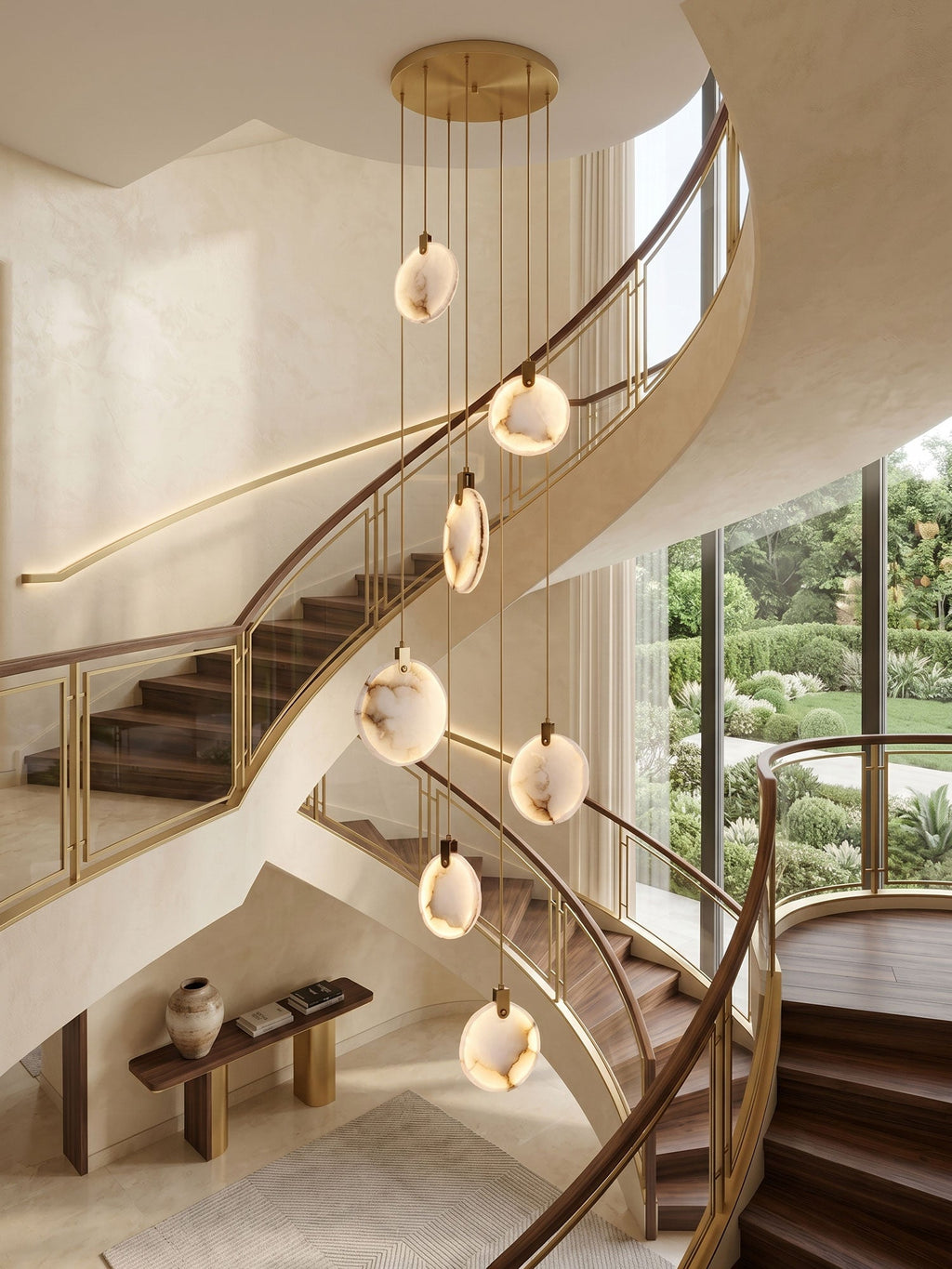 Alabaster Hanging Light Fixture — Pendant Light | Maison Monashee — view 5