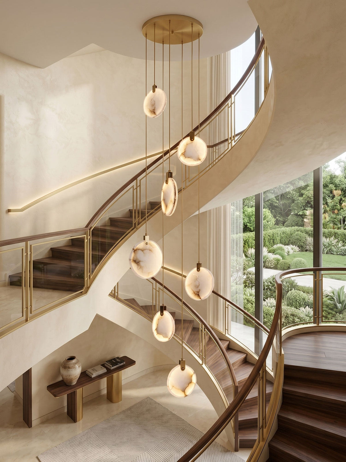 Alabaster Hanging Light Fixture — Pendant Light | Maison Monashee — view 5