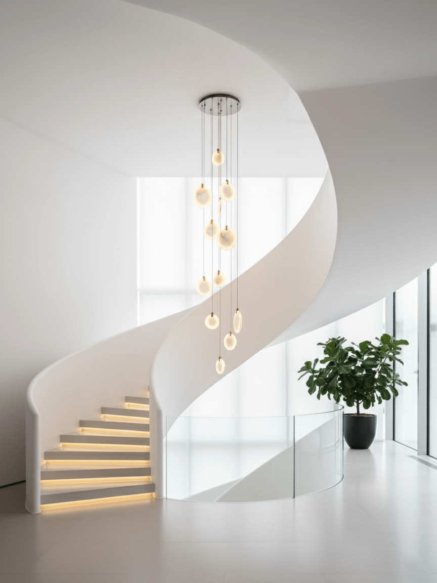 Alabaster Hanging Light Fixture — Pendant Light | Maison Monashee — view 30
