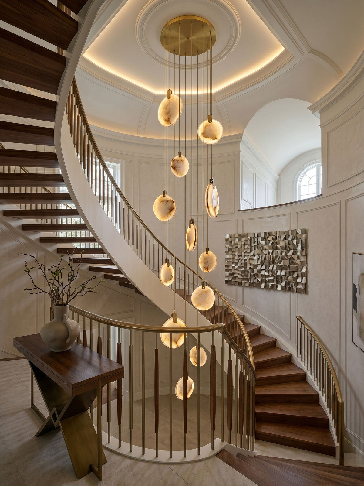 Alabaster Hanging Light Fixture — Pendant Light | Maison Monashee — view 4