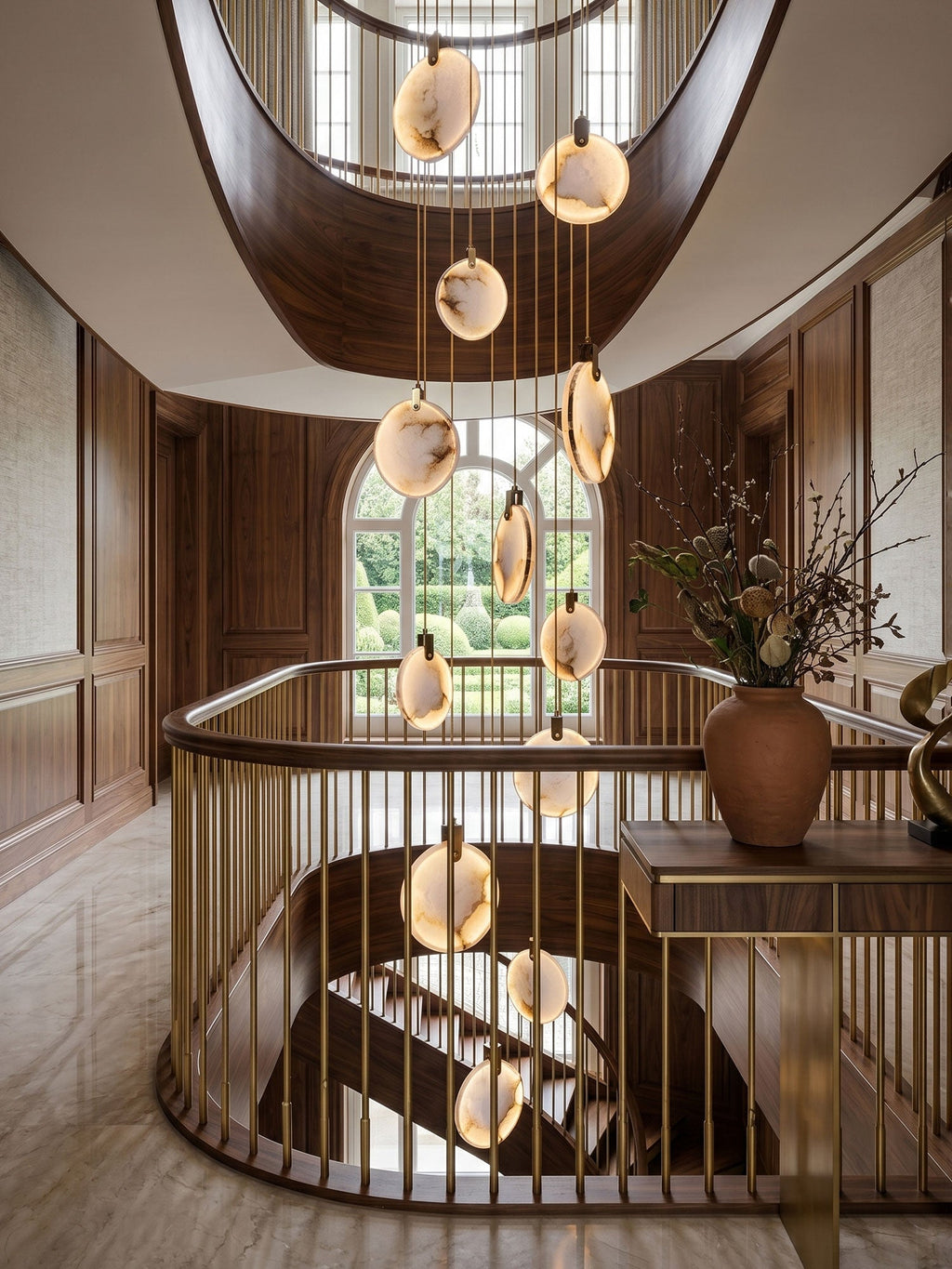 Alabaster Hanging Light Fixture — Pendant Light | Maison Monashee — view 8