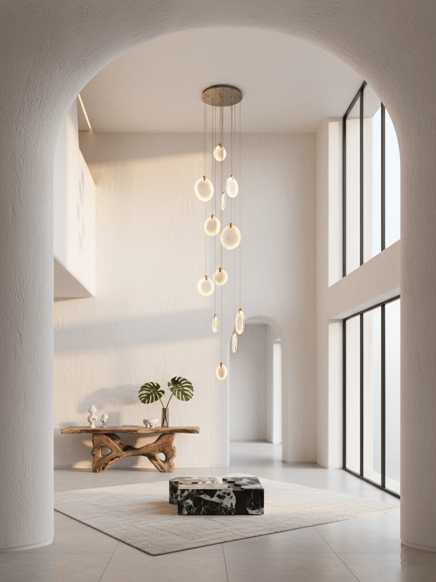 Alabaster Hanging Light Fixture — Pendant Light | Maison Monashee — view 32