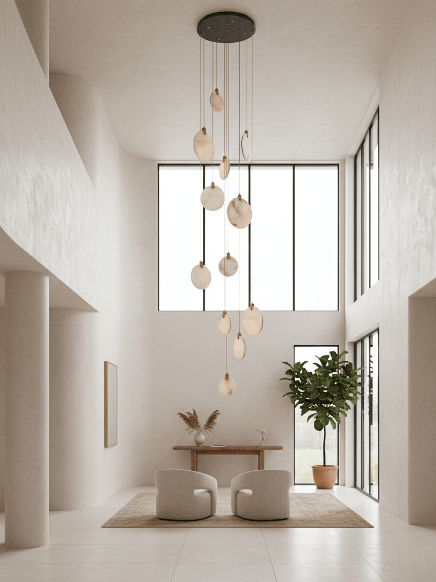 Alabaster Hanging Light Fixture — Pendant Light | Maison Monashee — view 21