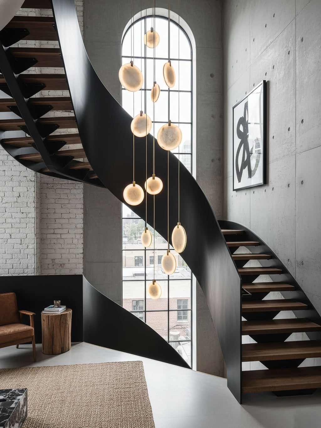 Alabaster Hanging Light Fixture — Pendant Light | Maison Monashee — view 20
