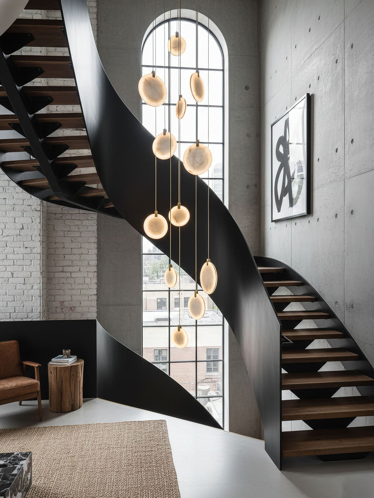 Alabaster Hanging Light Fixture — Pendant Light | Maison Monashee — view 20