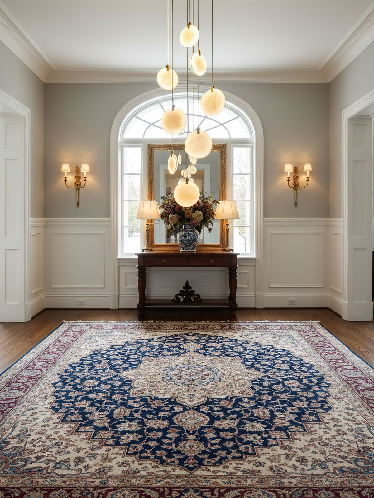 Alabaster Hanging Light Fixture — Pendant Light | Maison Monashee — view 7