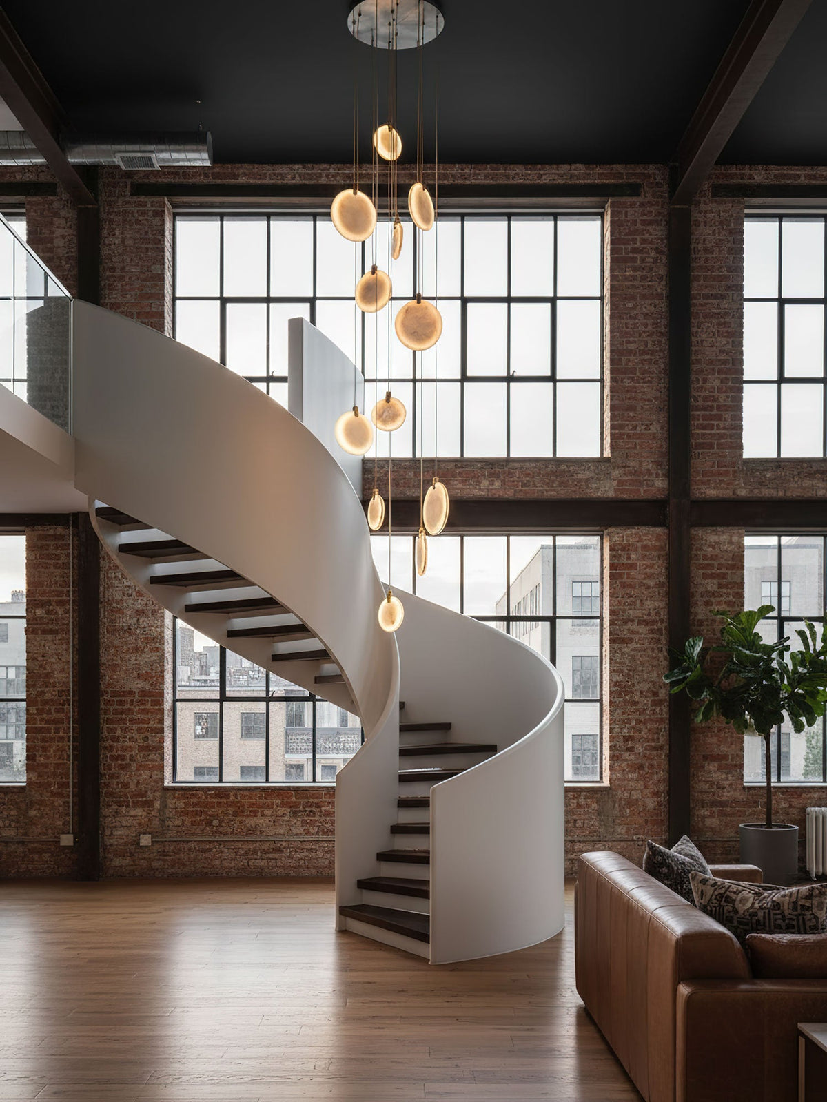Alabaster Hanging Light Fixture — Pendant Light | Maison Monashee — view 17
