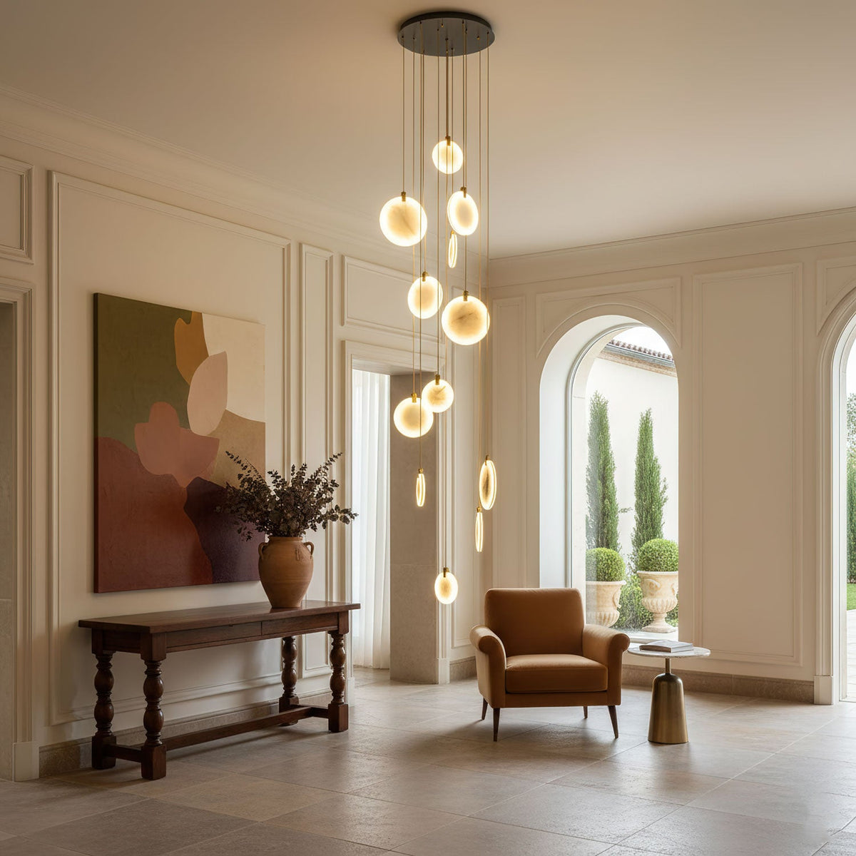 Alabaster Hanging Light Fixture — Pendant Light | Maison Monashee — view 12
