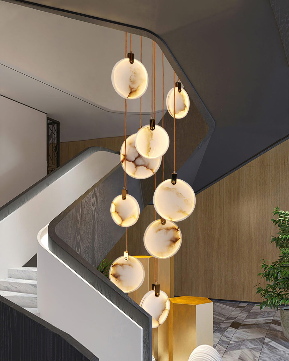 Alabaster Hanging Light Fixture — Pendant Light | Maison Monashee — view 97