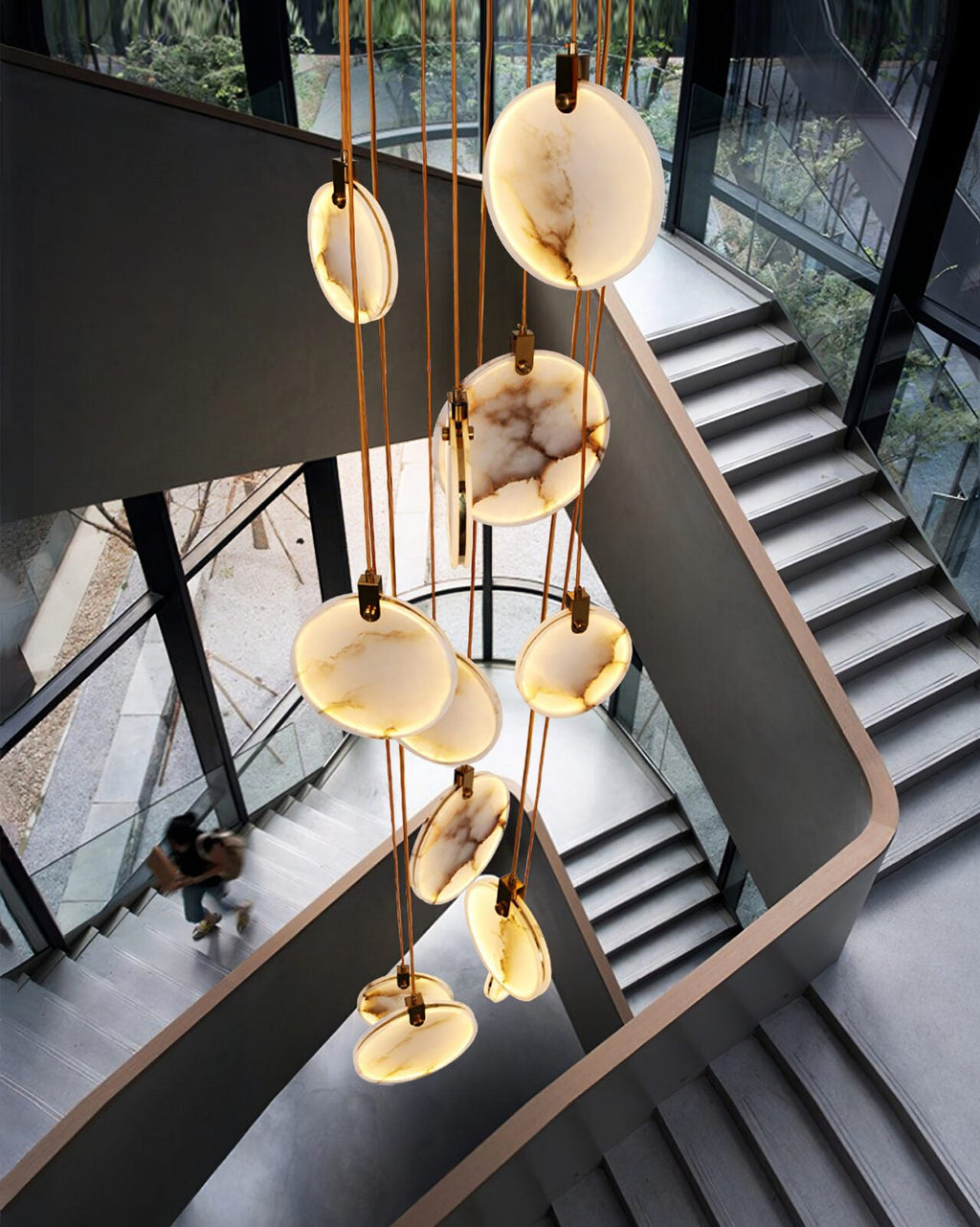 Alabaster Hanging Light Fixture — Pendant Light | Maison Monashee — view 98
