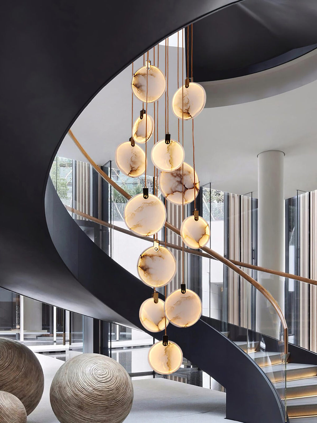 Alabaster Hanging Light Fixture — Pendant Light | Maison Monashee — view 105