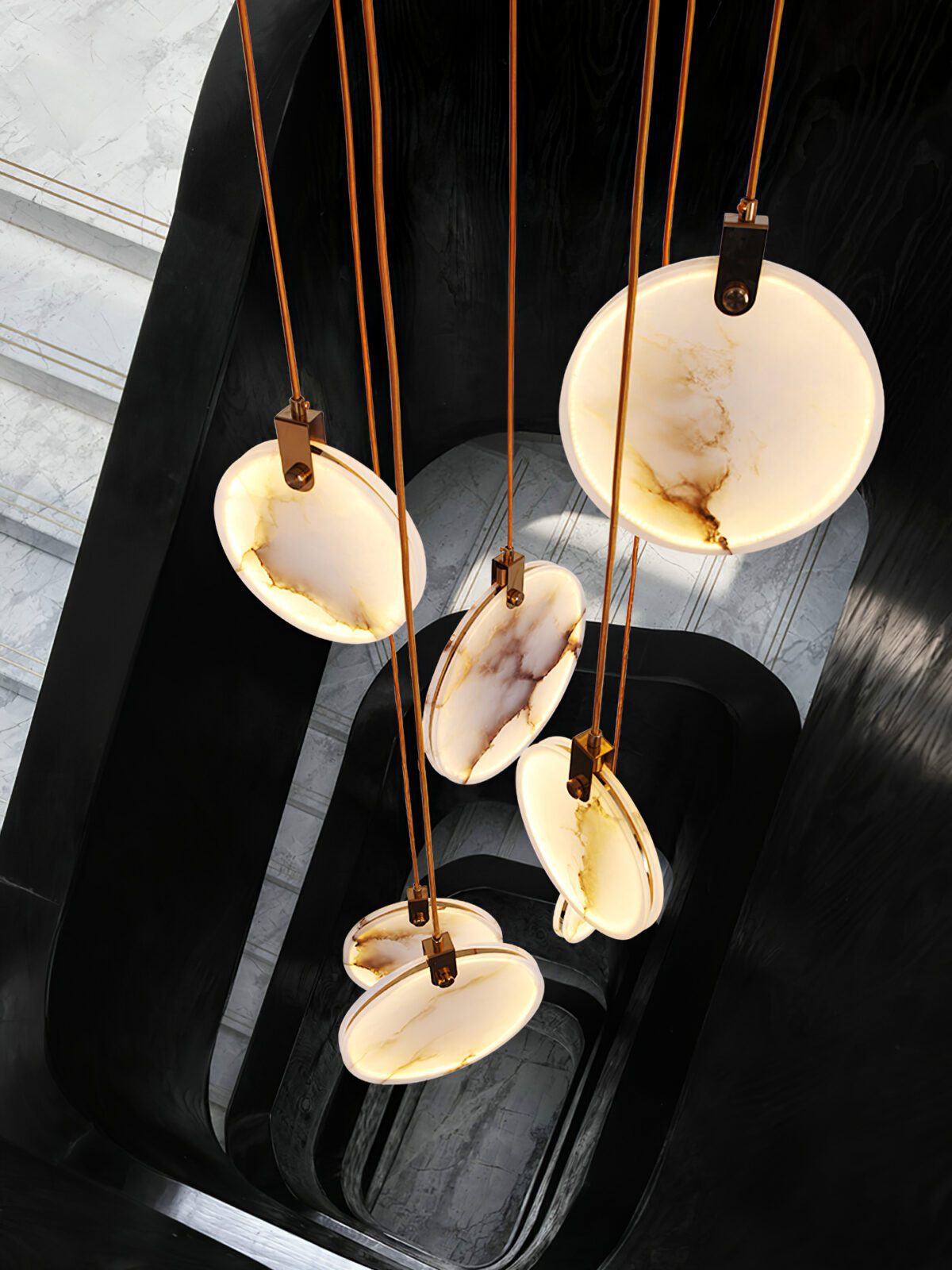 Alabaster Hanging Light Fixture — Pendant Light | Maison Monashee — view 107