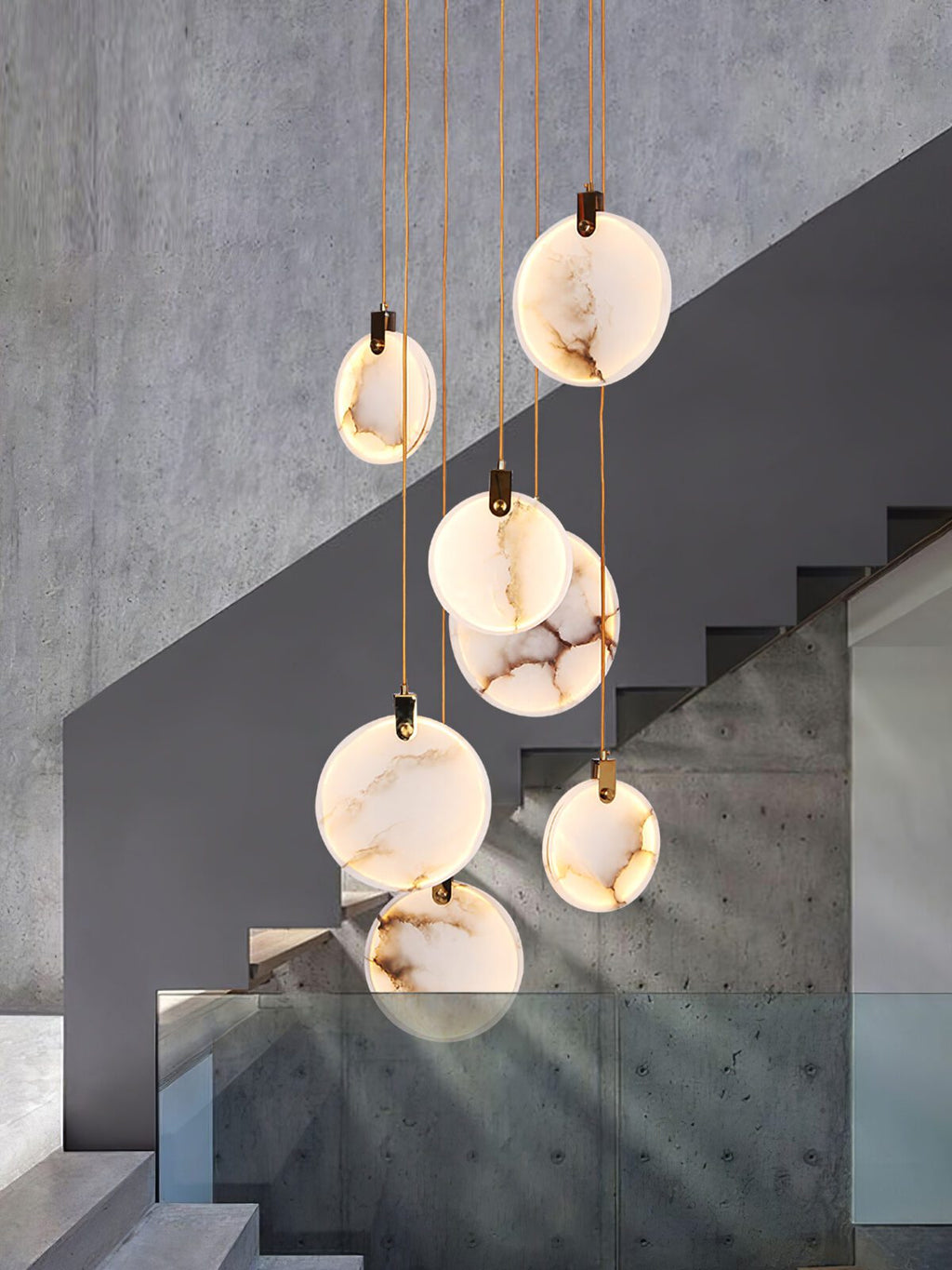 Alabaster Hanging Light Fixture — Pendant Light | Maison Monashee — view 90