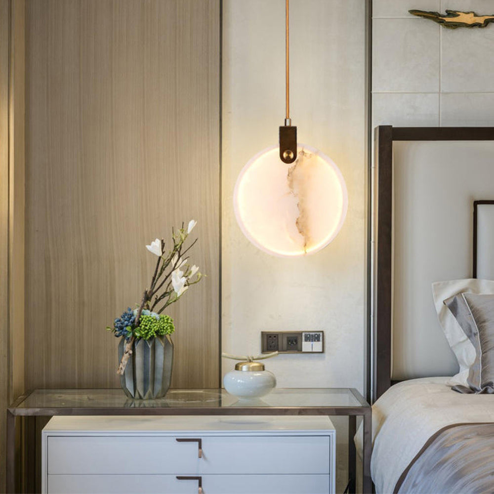 Alabaster Hanging Light Fixture — Pendant Light | Maison Monashee — view 39