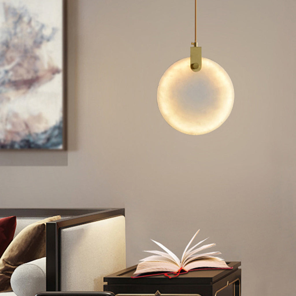 Alabaster Hanging Light Fixture — Pendant Light | Maison Monashee — view 41