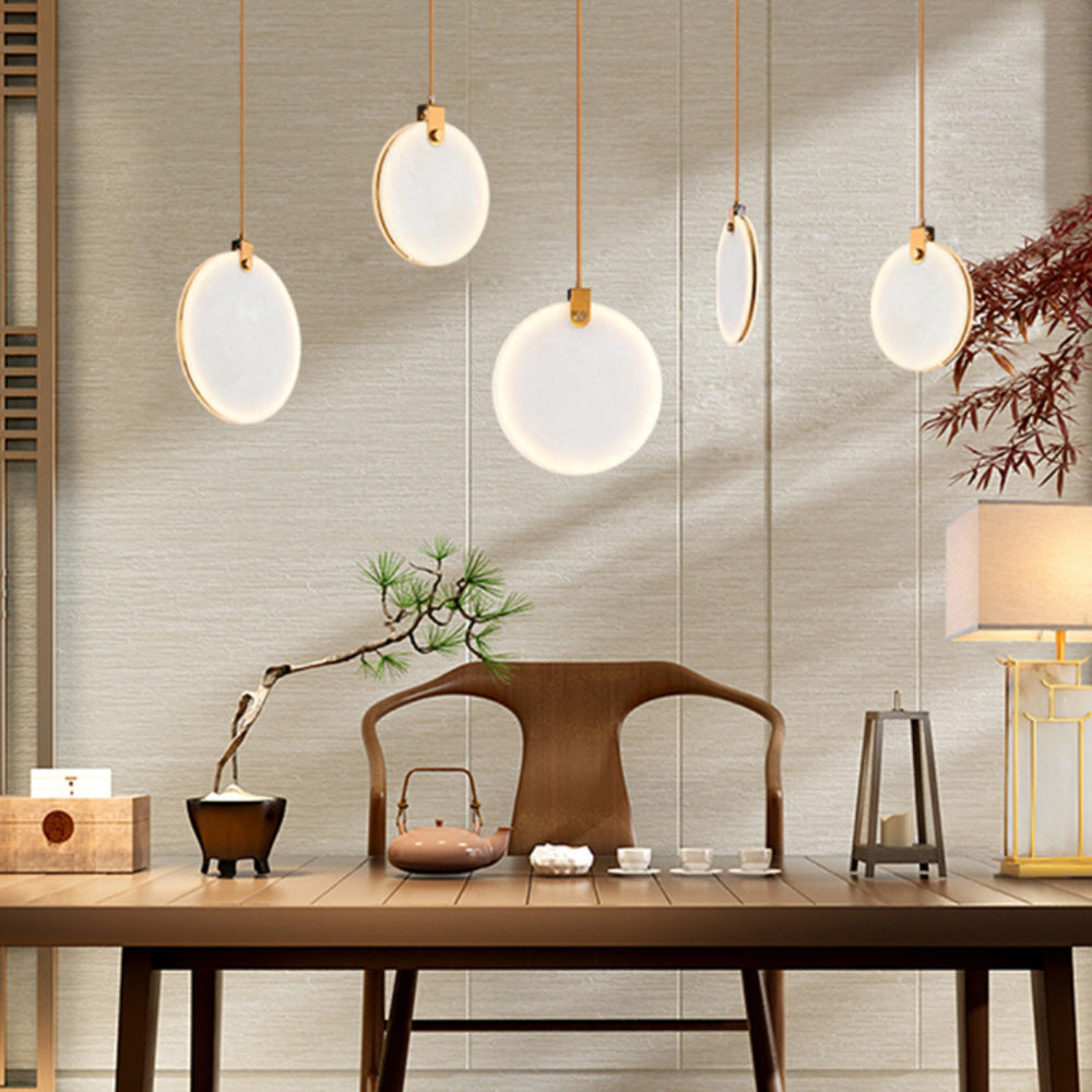 Alabaster Hanging Light Fixture — Pendant Light | Maison Monashee — view 44