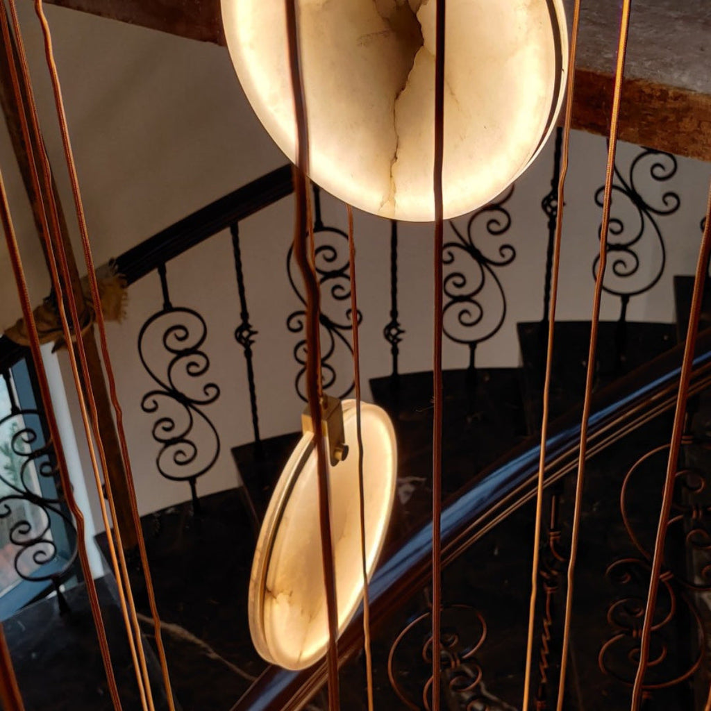 Alabaster Hanging Light Fixture — Pendant Light | Maison Monashee — view 51