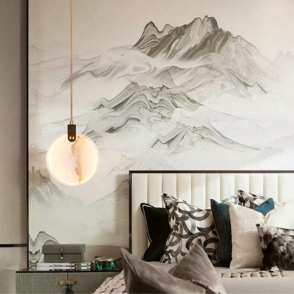 Alabaster Hanging Light Fixture — Pendant Light | Maison Monashee — view 55