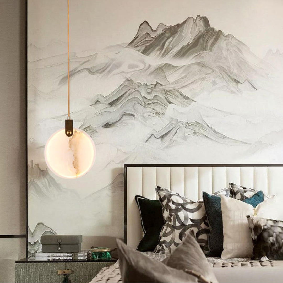 Alabaster Hanging Light Fixture — Pendant Light | Maison Monashee — view 55