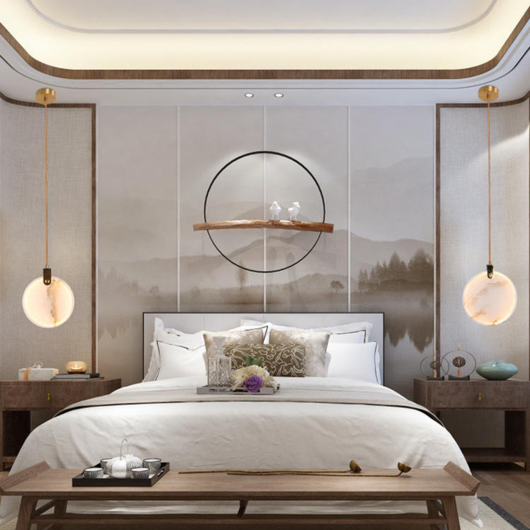 Alabaster Hanging Light Fixture — Pendant Light | Maison Monashee — view 38