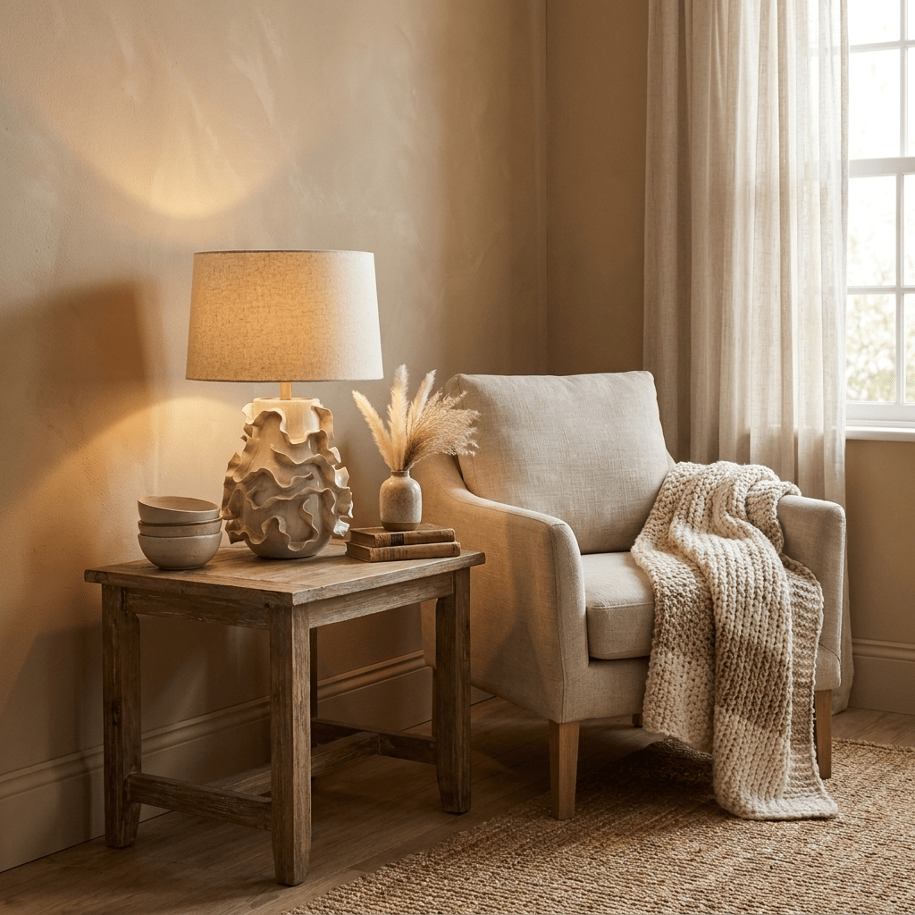 Off White Ceramic Table Lamp — Table Lamp | Maison Monashee — view 4