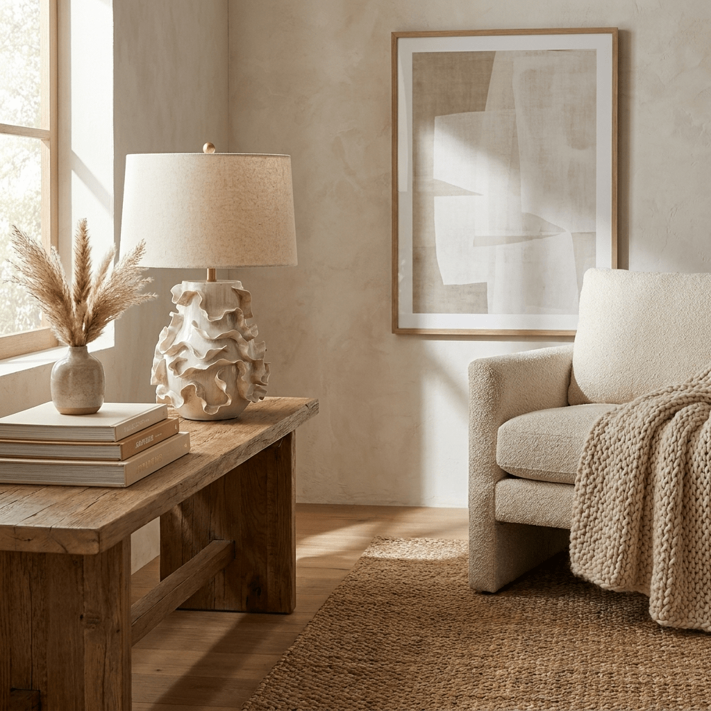 Off White Ceramic Table Lamp — Table Lamp | Maison Monashee — view 6