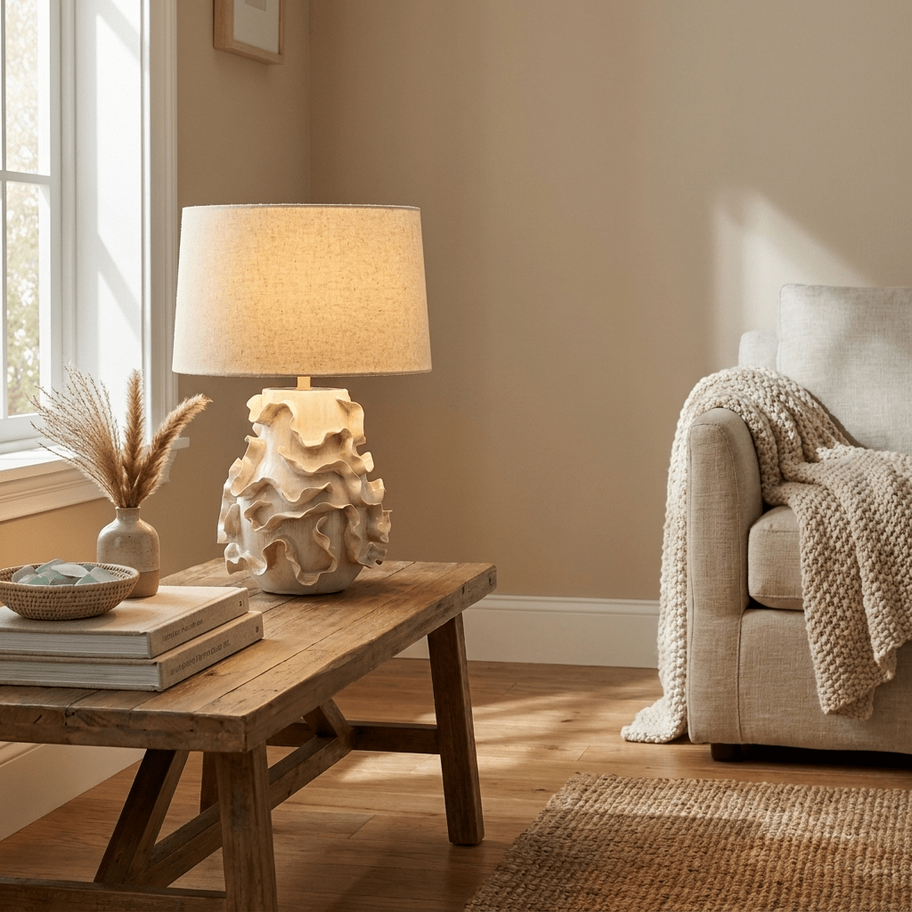 Off White Ceramic Table Lamp — Table Lamp | Maison Monashee — view 8