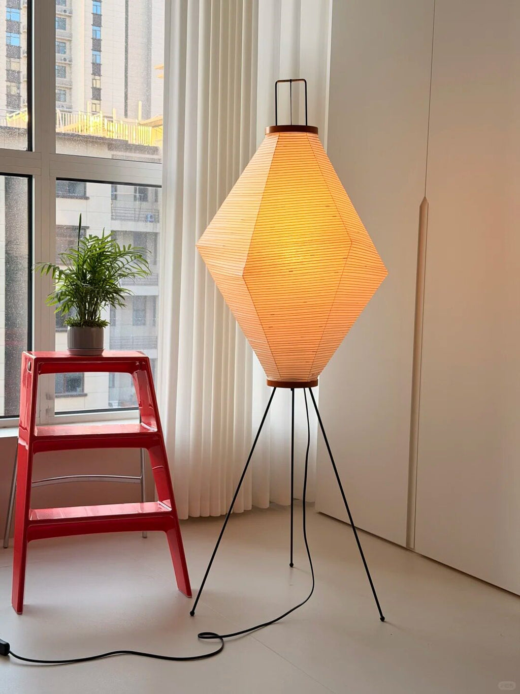 Tall Paper Lantern Floor Lamp — Floor Lamp | Maison Monashee — view 11