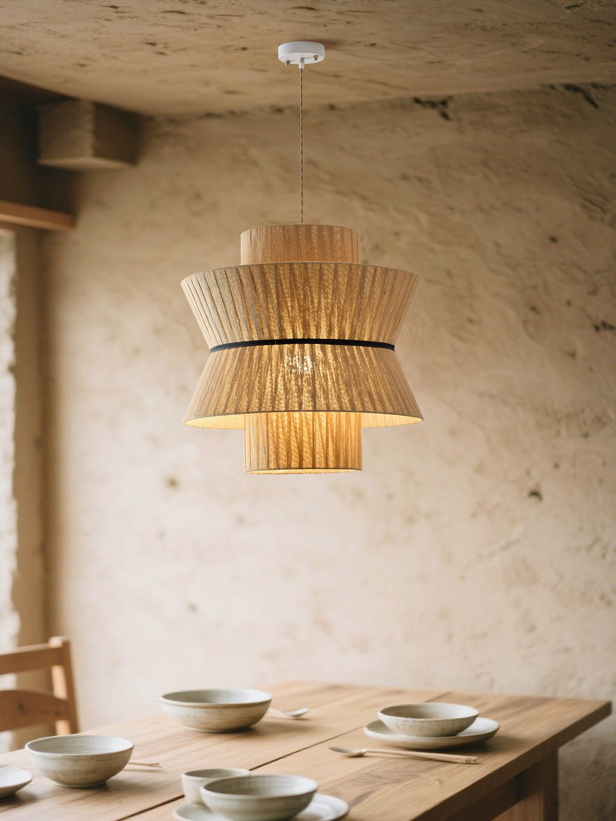 Natural Linen Pendant Light — Pendant Light | Maison Monashee — view 7