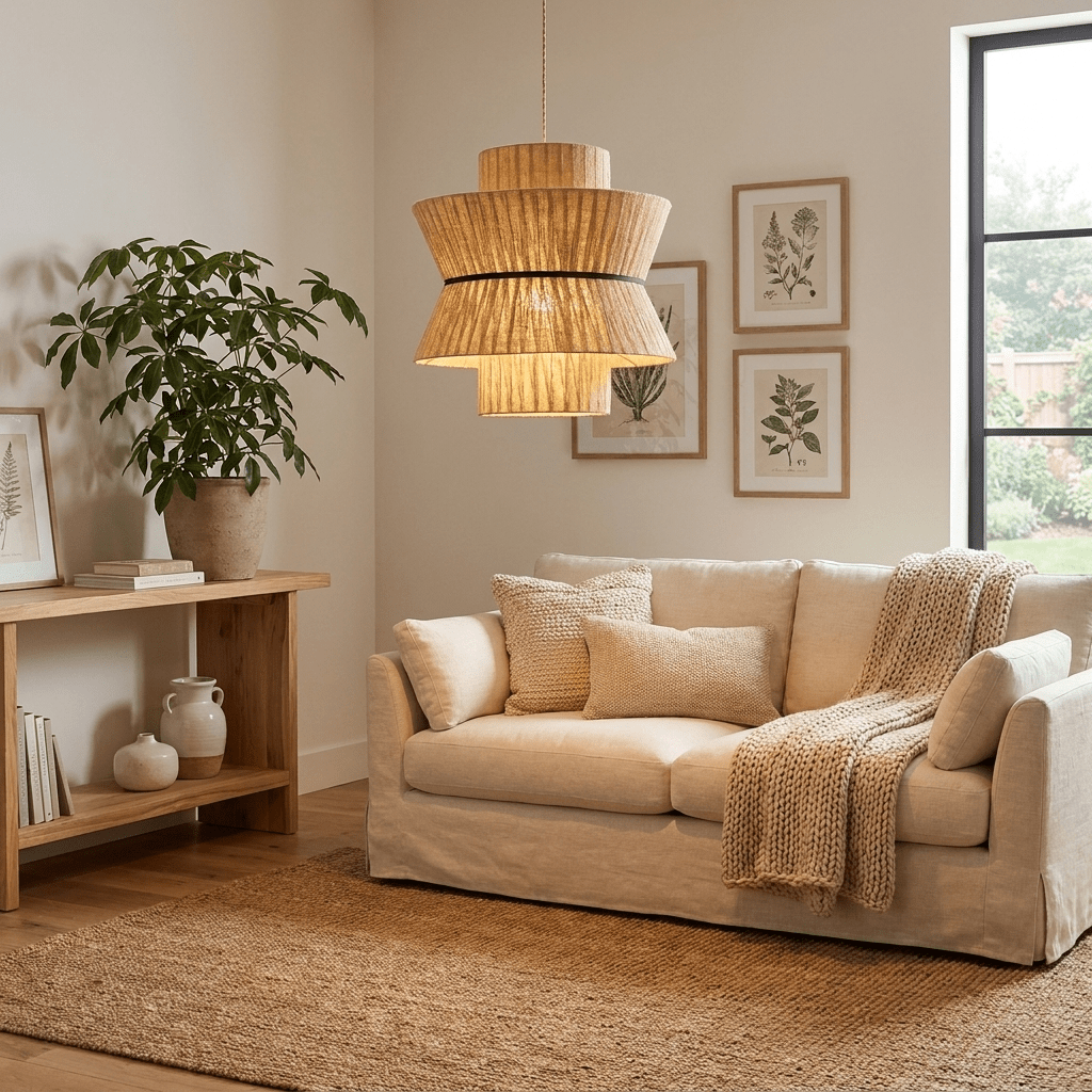 Natural Linen Pendant Light — Pendant Light | Maison Monashee — view 11