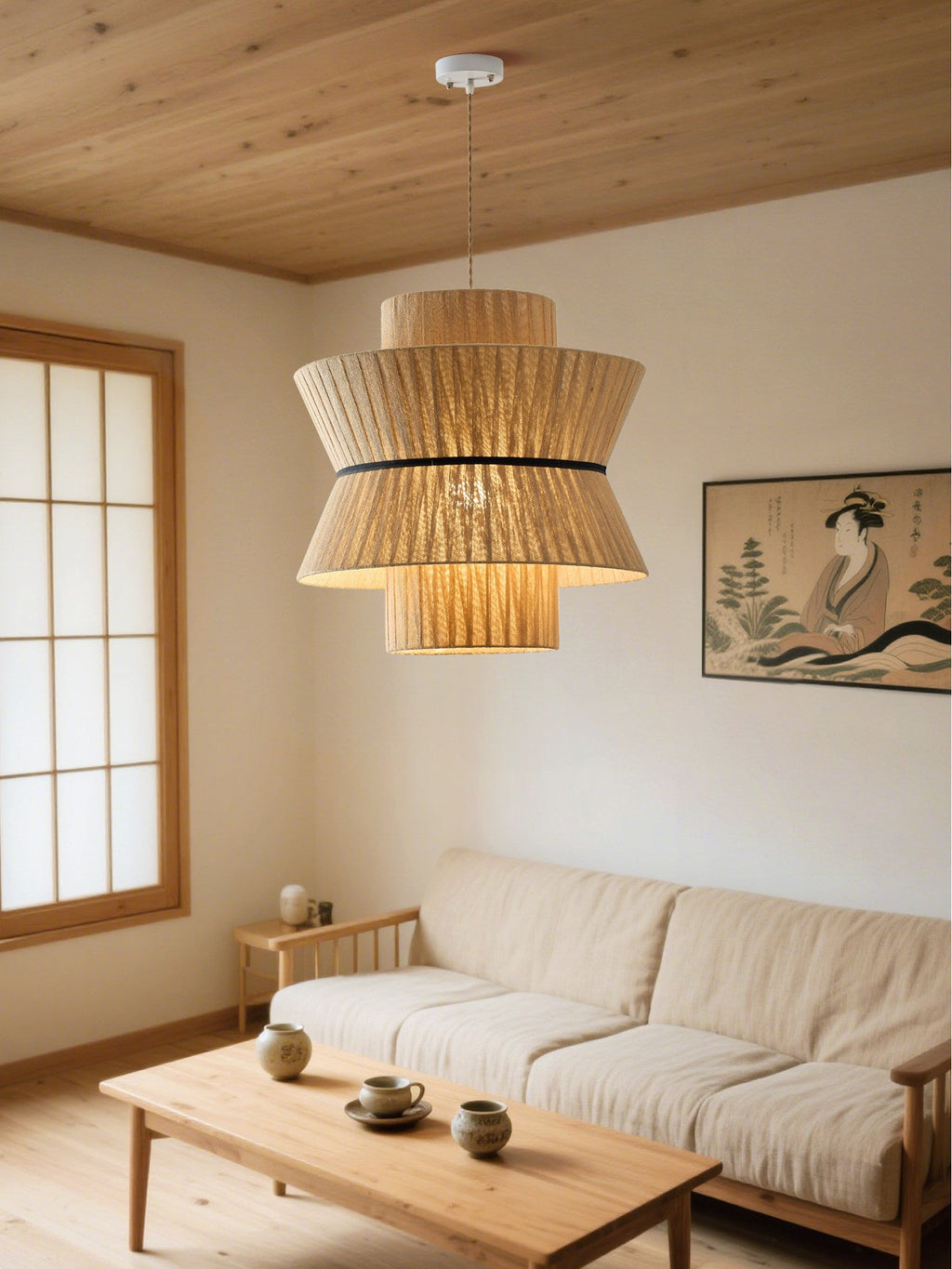 Natural Linen Pendant Light — Pendant Light | Maison Monashee — view 9