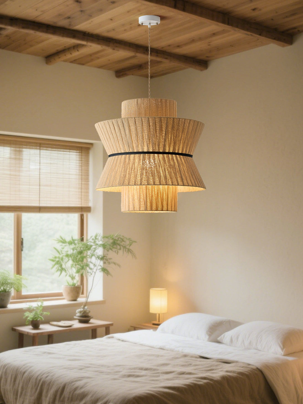 Natural Linen Pendant Light — Pendant Light | Maison Monashee — view 10