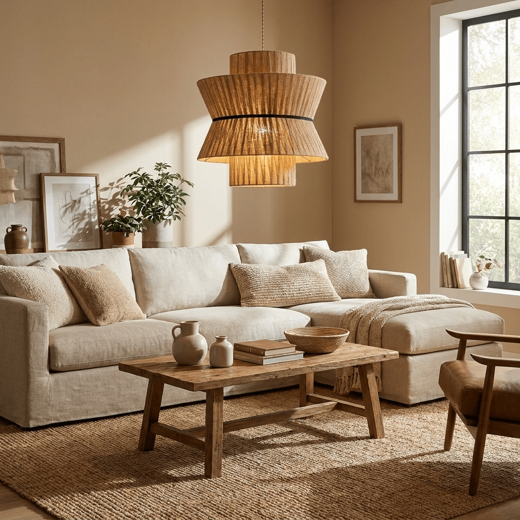 Natural Linen Pendant Light — Pendant Light | Maison Monashee — view 3