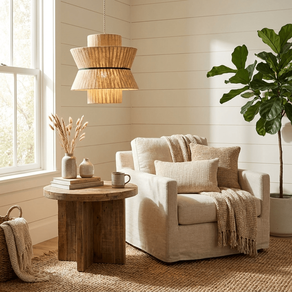 Natural Linen Pendant Light — Pendant Light | Maison Monashee — view 4
