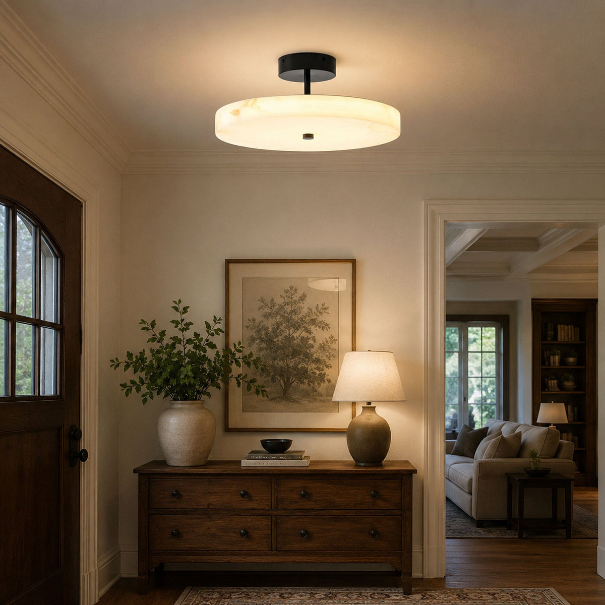 Linen Drum Ceiling Light — Ceiling Light | Maison Monashee — view 2