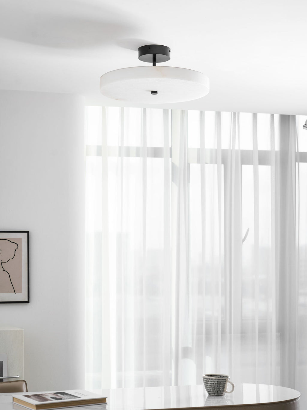 Linen Drum Ceiling Light — Ceiling Light | Maison Monashee — view 7
