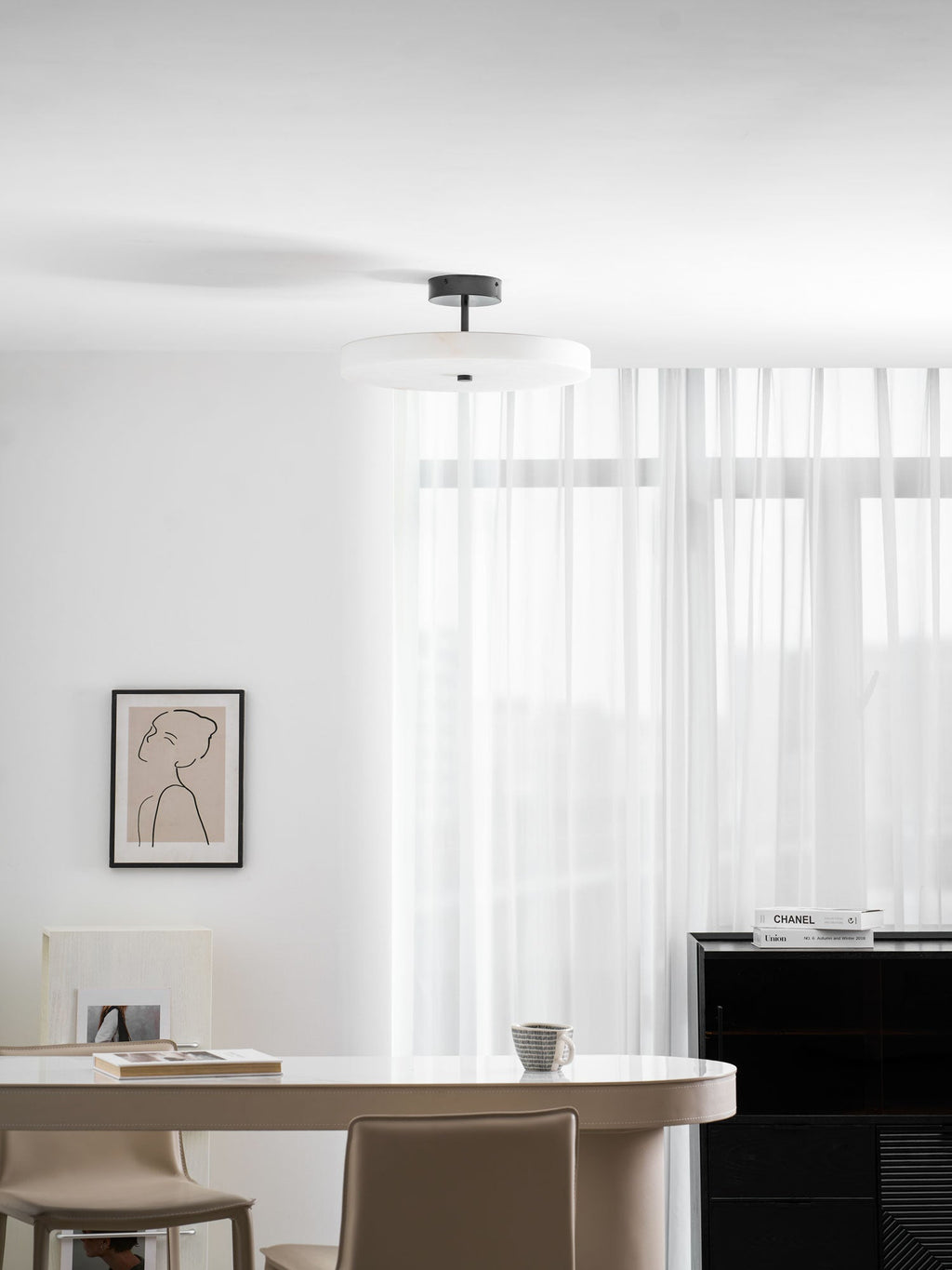 Linen Drum Ceiling Light — Ceiling Light | Maison Monashee — view 8