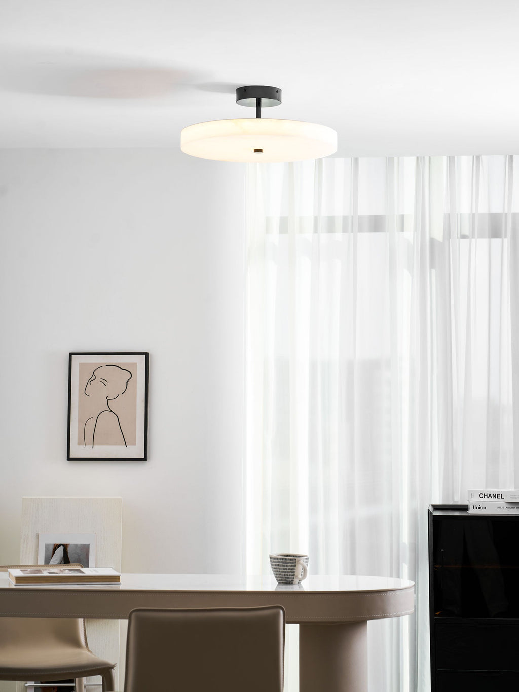 Linen Drum Ceiling Light — Ceiling Light | Maison Monashee — view 9
