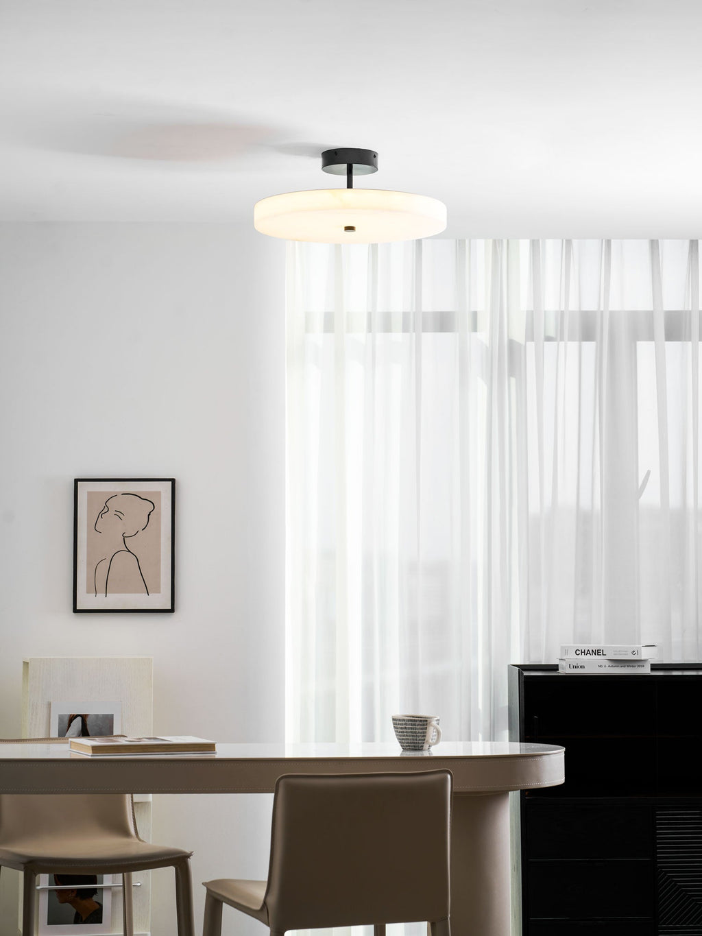Linen Drum Ceiling Light — Ceiling Light | Maison Monashee — view 10