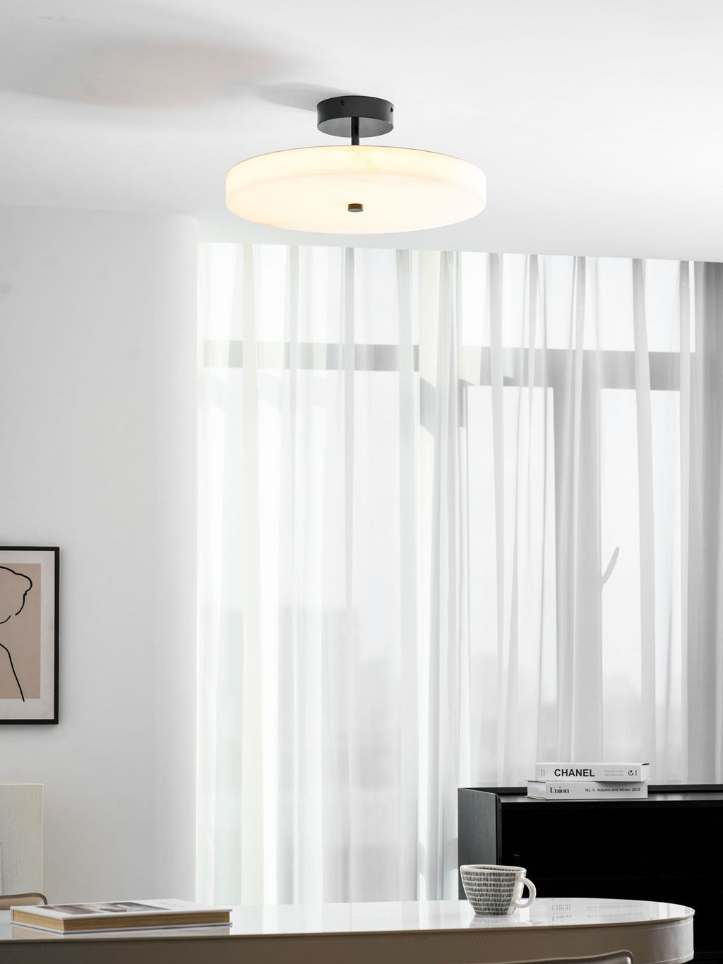 Linen Drum Ceiling Light — Ceiling Light | Maison Monashee — view 11
