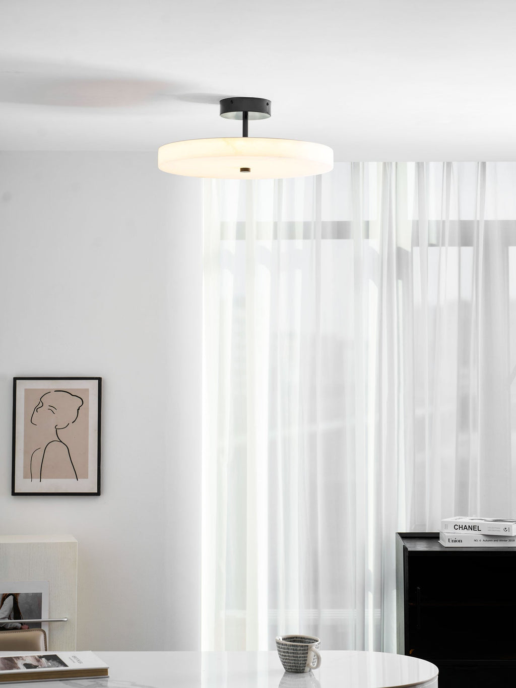 Linen Drum Ceiling Light — Ceiling Light | Maison Monashee — view 12