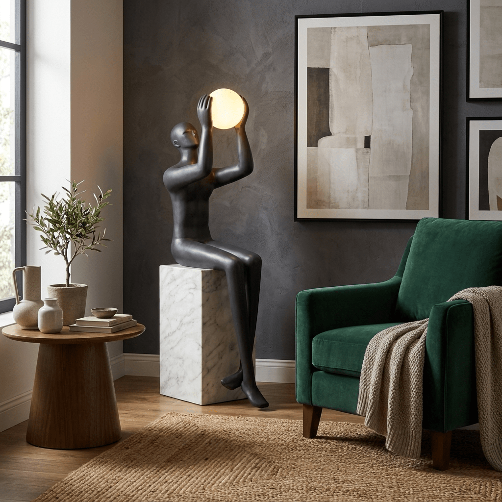 Black Marble Base Floor Lamp — Floor Lamp | Maison Monashee — view 2