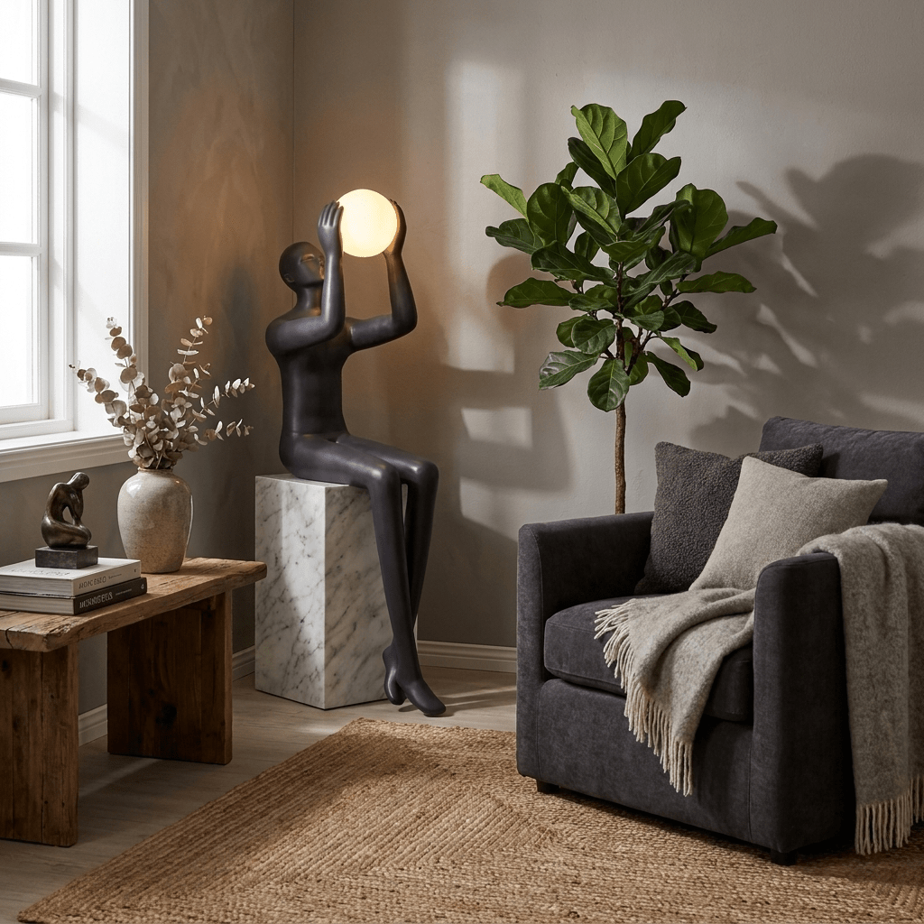 Black Marble Base Floor Lamp — Floor Lamp | Maison Monashee — view 4