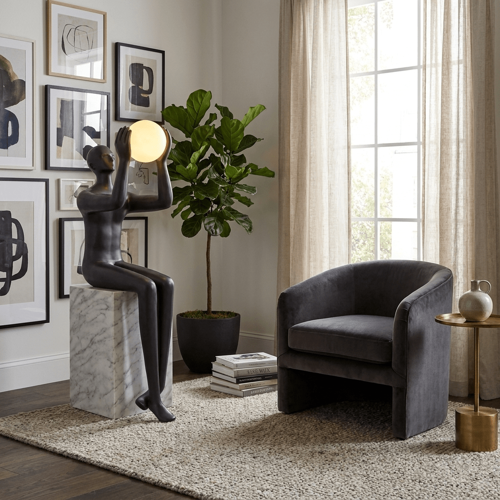 Black Marble Base Floor Lamp — Floor Lamp | Maison Monashee — view 3