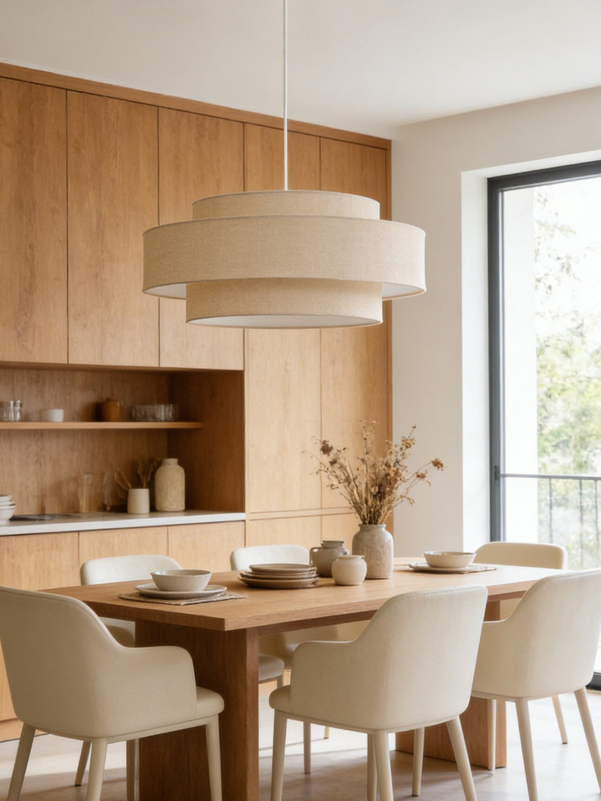 Linen Drum Pendant Light — Pendant Light | Maison Monashee — view 3