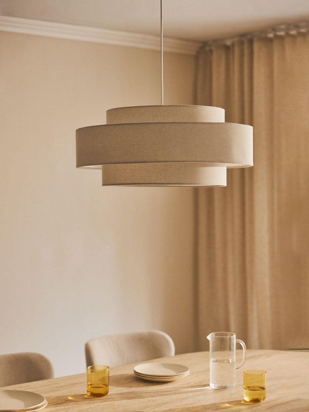 Linen Drum Pendant Light — Pendant Light | Maison Monashee — view 10