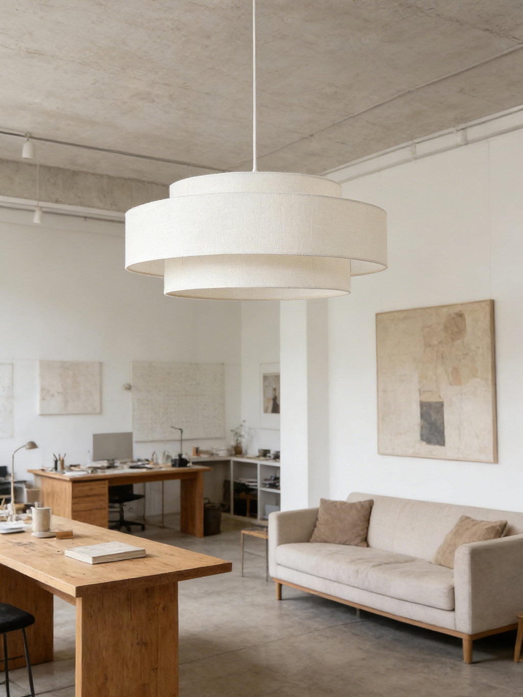 Linen Drum Pendant Light — Pendant Light | Maison Monashee — view 8