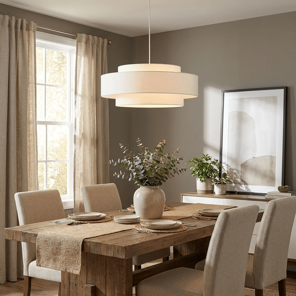 Linen Drum Pendant Light — Pendant Light | Maison Monashee — view 4