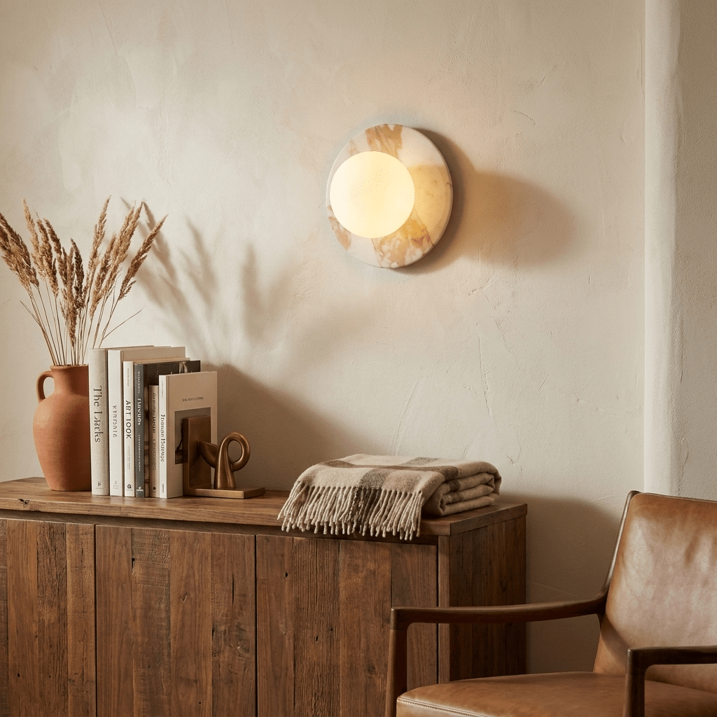 Round Marble Sconce — Wall Sconce | Maison Monashee — view 2