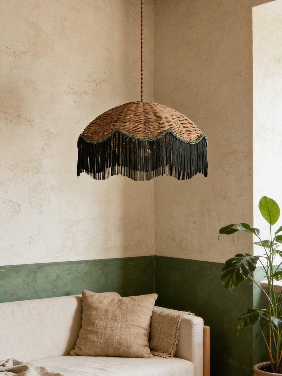 Rattan Pendant Light Over Dining Table — Pendant Light | Maison Monashee — view 2